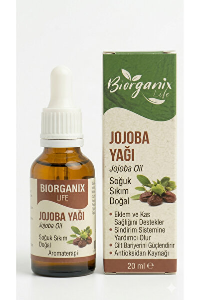 BİORGANİX Life Saf Jojoba Yağı 20 ml – %100 Doğal Soğuk Sıkım, Cilt ve Saç Ne...