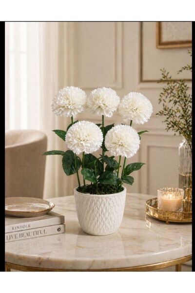 çiçek mariya Yapay Çiçek 5 Dal Karanfil Ekru# Dekoratif Ev Salon Masa Süsü