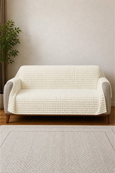 Hig Store Tavşan Tüyü Kare Dokulu Kaymaz Koltuk/Çekyat Örtüsü 170x210 cm