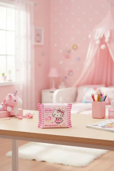 SANRIO Lisanslı Hello Kitty İnci Dokulu Kuru Mendil (25 Mendil)