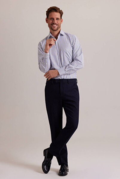 Ysf Erkek Lacivert Regular Fit Kanvas Yan Cep Pantolon