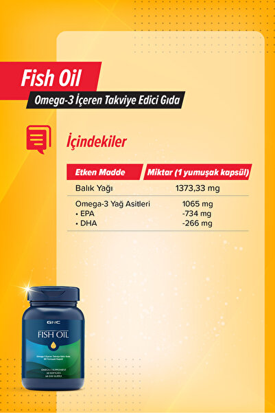 GNC GNC Fish Oil - 60 Yumuşak Kapsül