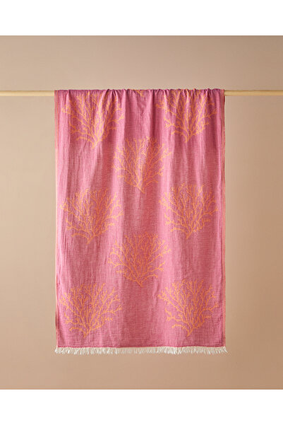 English Home Coral Pamuklu Torba Peştamal 90x150 cm Fuşya-Turuncu