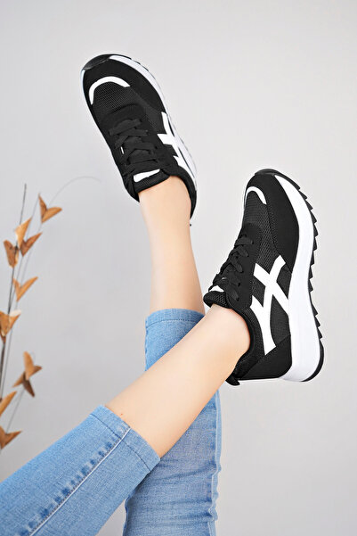 McDark Kadın Siyah Beyaz Sneakers Günlük Spor Ayakkabı