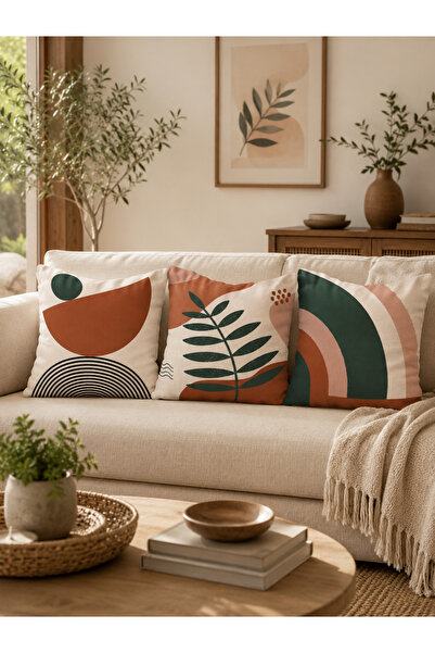 Homeilla Husă decorativă pentru pernă, cu design circular alb, imprimare digi...