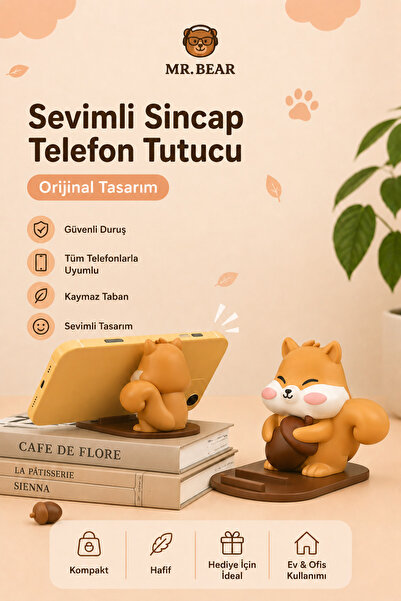 MR.BEAR Sincap Figürlü Masaüstü Telefon ve Tablet Tutucu 2 Kademeli