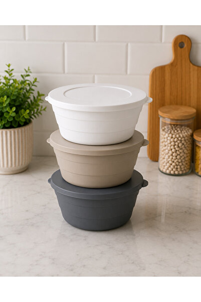 YDGR 3-Piece Plastic Round Storage Container with Lid