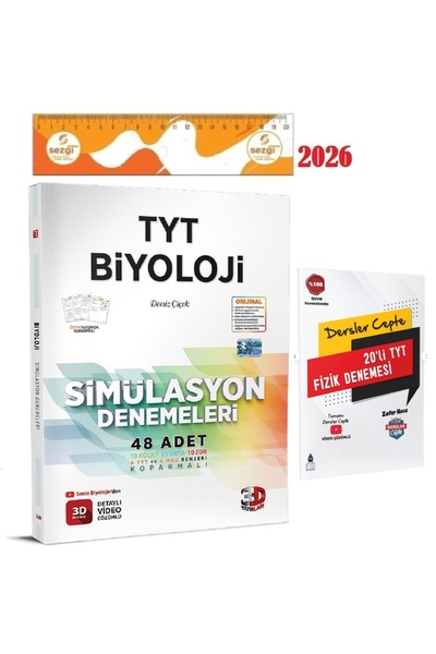 3D Yayınları 3D TYT 3D Simülasyon Biyoloji Denemeleri 2026 YENİ ve HEDİYE TYT...