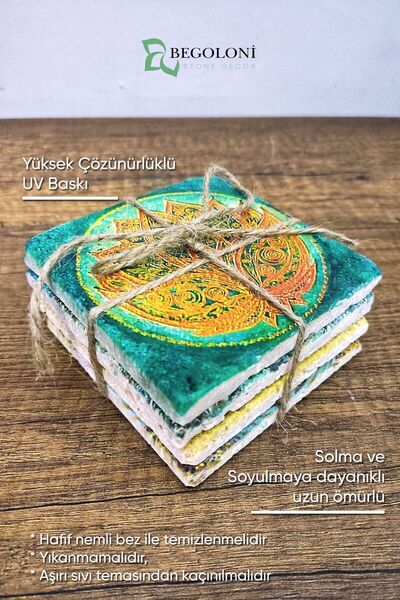 Begoloni Stone Decor Natural Stone Coasters Valentine's Day Gift Set of 4