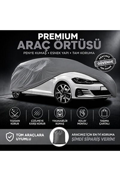 zifona Oto Branda Otomobil Örtü Penye Lüks Yıkanabilir Logosuz Gri Hb Araç Için