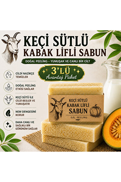 Ege's Zeytin Zeytinyağı Keçi sütlü kabak lifli doğal sabun 3 adet 100grx3