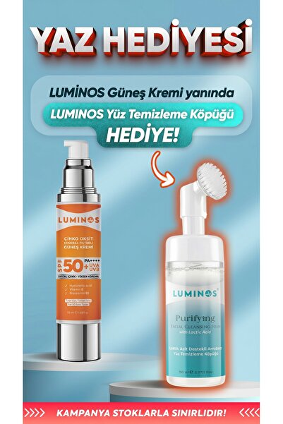 Natural Luminos Spf 50+ Doğal Güneş Kremi - 50ml ( Yüz Temizleme Köpüğü Hediye )