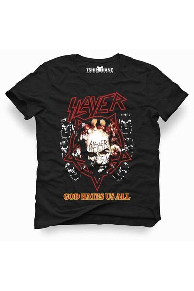 Tshirthane Slayer God Hates Us All Rock Metal Müzik Baskılı Erkek t-shirt