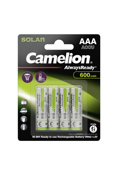 CAMELİON Set 4 Acumulatori AAA Reincarcabili Solar, Ni-MH 600mAh, Preincarcat...