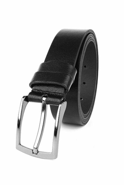 LUGMO Genuine Leather Belt Men's Fabric for Trousers 3.5 cm Black