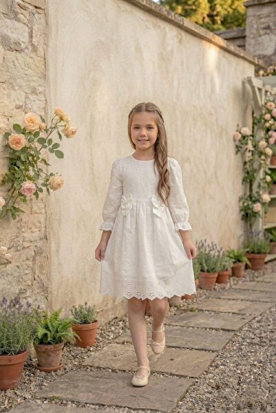 Zaziko Kids Rochie elastică cu mânecă lungă și panglici pentru fete ELB2674