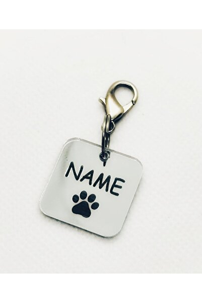 hebmeyy Silver Kedi Köpek Künyesi, Kedi Köpek Kare Isimlik, Tasmaya Takılan I...