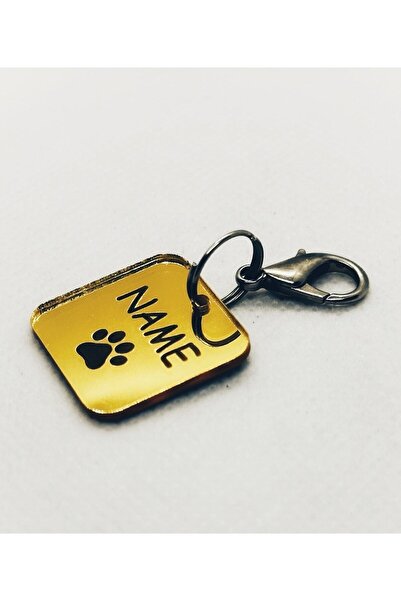 hebmeyy Gold Kedi Köpek Künyesi, Kedi Köpek Kare Isimlik, Tasmaya Takılan Isi...