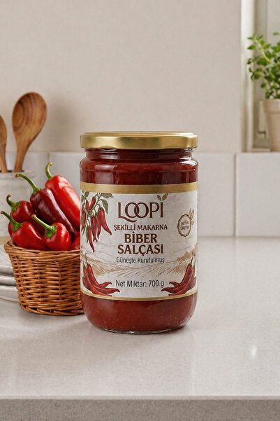 Loopi Şekilli Makarna Tatlı Biber Salçası-Güneşte Kurutulmuş-Gaziantep-700 g