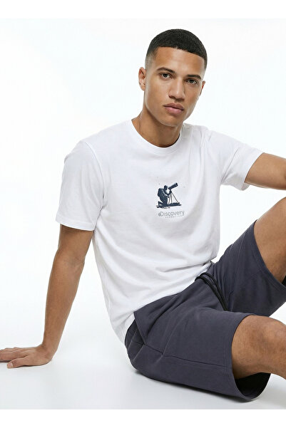 Discovery Expedition D6SM-TST3888 Beyaz Bisiklet Yaka Relaxed Fit Erkek T-Shirt