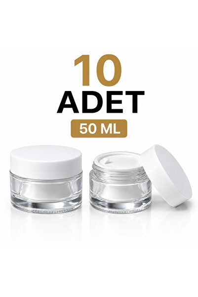 makrobay 10 Pieces 50 ml Luxury Glass Cream Jars - Empty Cosmetic, Ointment a...