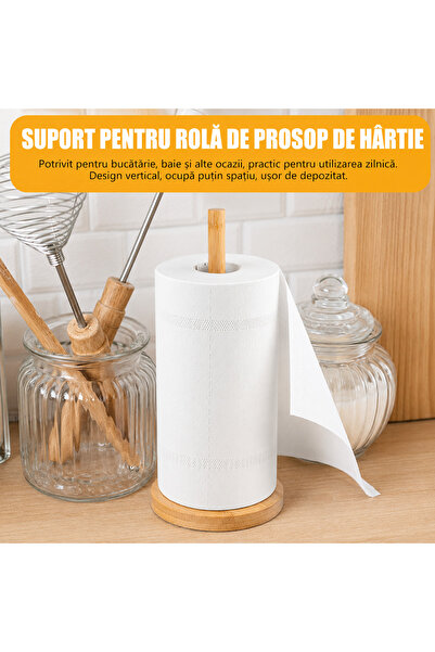 kinvara Bamboo paper towel roll holder, rustic design, kitchen or bathroom pa...