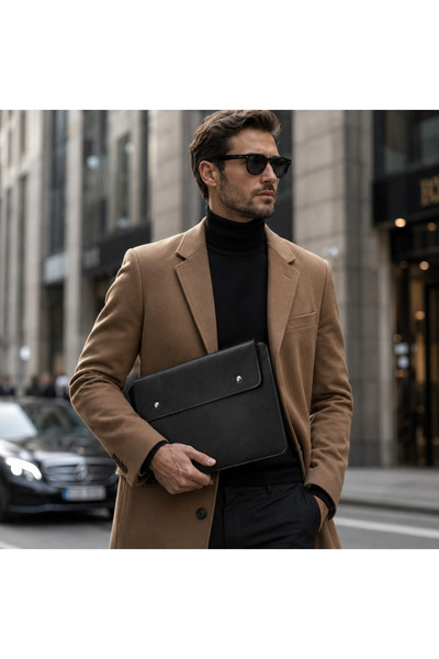 Oh Deer Leather Hakiki Deri MacBook Laptop Kılıfı 13-14 inç – 2 Bölmeli Mıkna...
