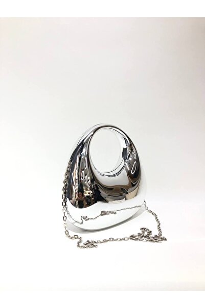 Melos Butik Geantă de mână și crossbody pentru femei, model oglindă argintie,...