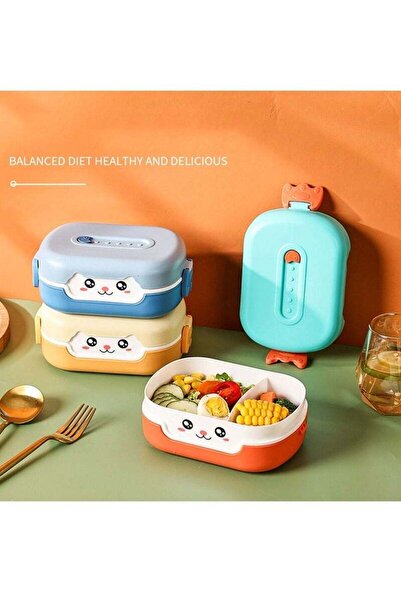 Arabest Kids Cat Pattern Portable Lunch Box, Leakproof BPA-Free Microwave Saf...