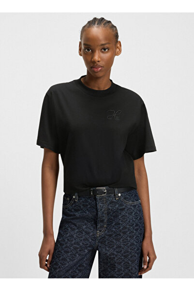 HUGO Bisiklet Yaka Siyah Kadın T-Shirt 50550901