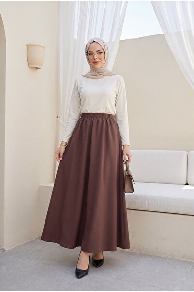 Modamorfo تنورة باراشوت بجيوب وحزام خصر مطاطي - بني