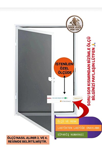 Van Aks Meşe Yapı Menteşeli Sineklik Beyaz renk Maksimum Ölçü = (EN=50 & BOY=...