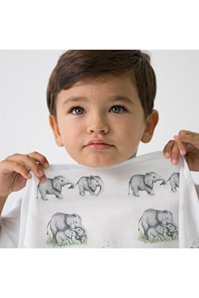 DEUX LAPINS Muslin Baby Blanket - Les Êlêphants 100X100 cm