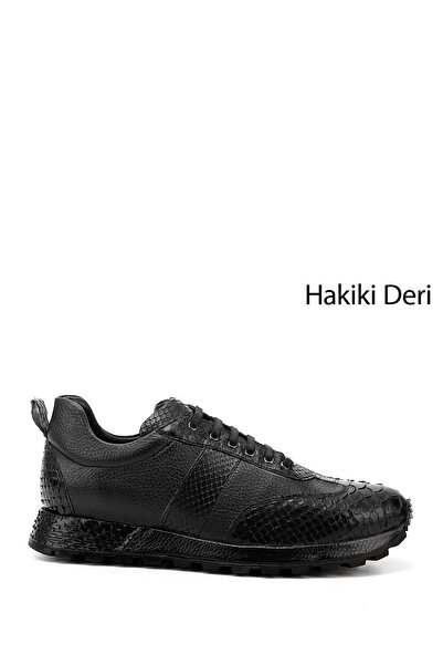 GÖNDERİ(R) Herren-Sneaker aus echtem Leder mit Python-Schnürung in Marineblau