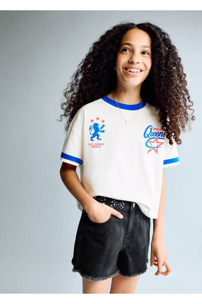 MANGO Kids Zımbalı denim şort