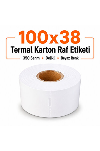 RULORULO Etichetă termică pentru rafturi din carton 100x38 cu orificiu centra...