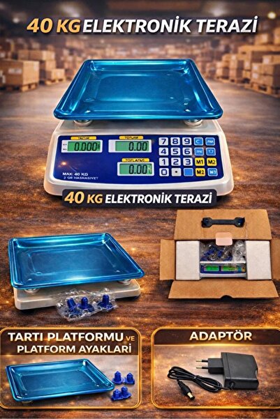 NET viwex Elektronik Şarjlı Dijital Bakal Manav Kasap Terazisi 40 Kg Tartar