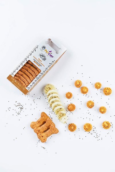 Pet Chef Fıstıklı ve Muzlu Kedi Köpek Ödül Bisküvisi (2 Adet x 100Gr)