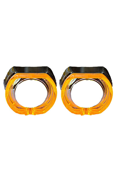 EKT 3 İNÇ Bİ XENON MERCEK KARE MODEL TURUNCU BEYAZ ANGELLİ KAPAK SET