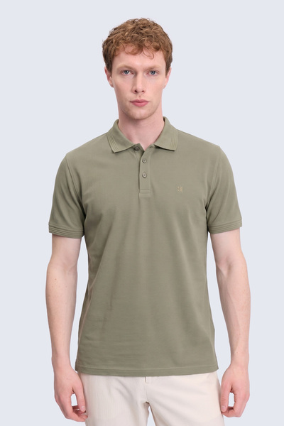 Hatemoğlu Green Regular Fit Polo Collar 100 Cotton T-Shirt