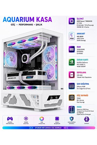 Apphirex Pro Z96 Ryzen 7 9800X3D 32GB Ddr5 Ram 2tb SSD RTX5060Tİ 16GB Sıvı So...