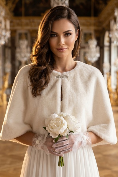 Elegance Scarf Dlouhá brožovaná kožešina Etol Svatební bolerko Svatební šaty ...