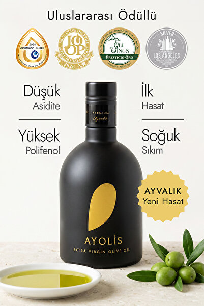 Ayolis Premium Gurme Ayvalık 500 ml Ödüllü Erken Hasat Soğuk Sıkım Natürel Sı...