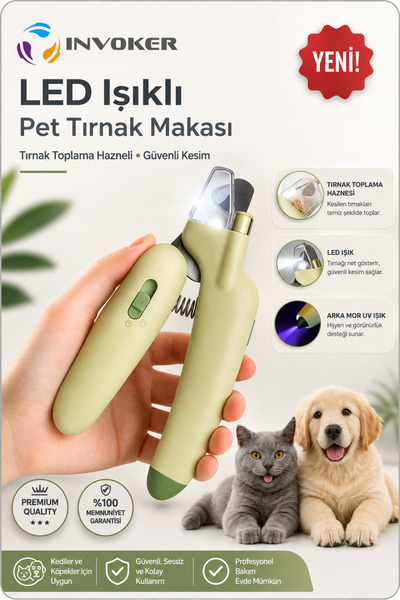 INVOKER Işıklı Kedi Köpek Tırnak Makası Pet Evcil Hayvanları UV Işınlı Törpül...
