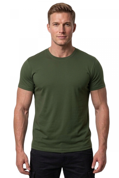 DeepSEA Erkek Haki Slim Fit %90 Pamuk Likralı Yumuşak Dokulu Basic Tişört 1801131