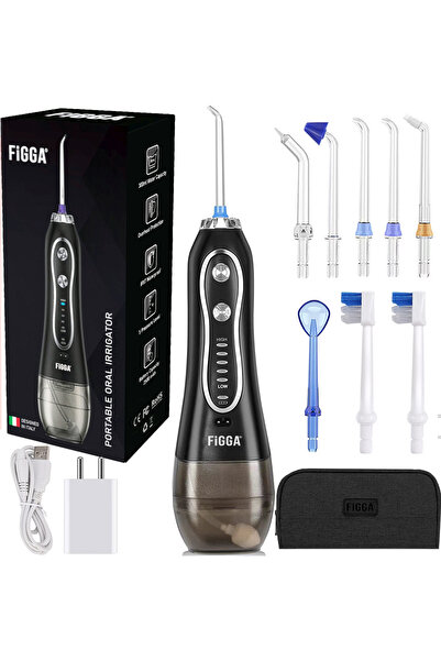 figga Dus bucal, Irigator Oral portabil profesional, 8 Capete, 5 Viteze, 300 ...