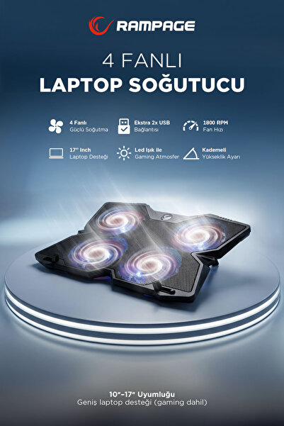 Rampage Ad-rc3 Dragon 140mm 4 Fanlı Notebook Soğutucu