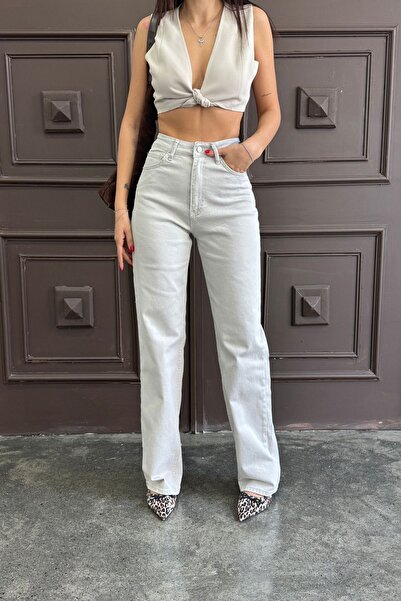 XRAY JEANS Pantaloni de damă elastici cu picioare largi Palazzo crem