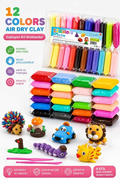 Genel Markalar 12 colors air dry clay ozankil Yumuşak Kil Sevgililer Günü Dat...
