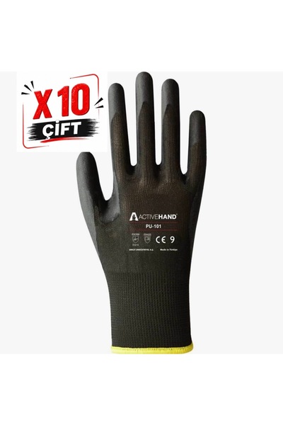 ACTIVEHAND PU-101 Poliüretan Kaplama İş Eldiveni Siyah 10’lu Paket